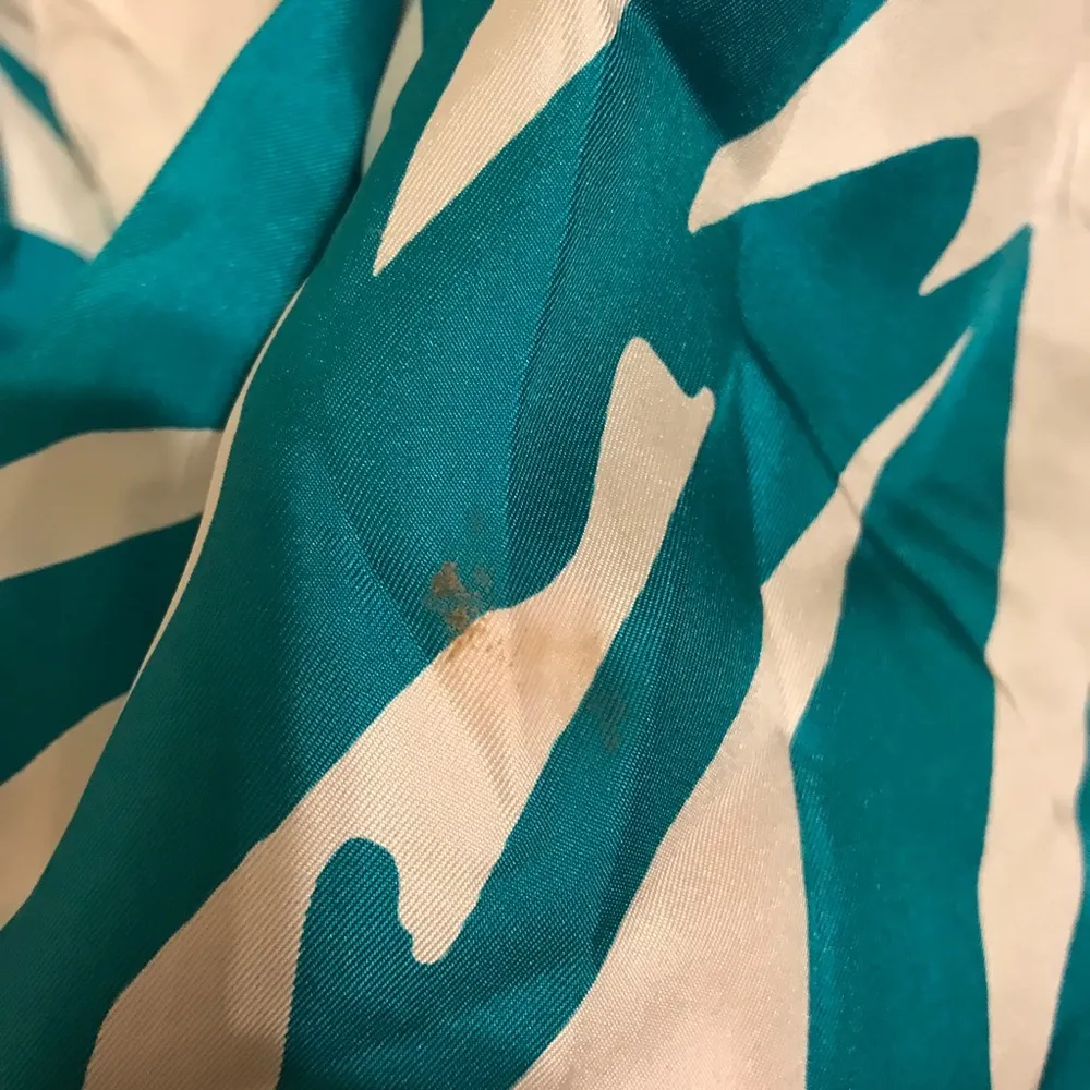 Ann Taylor Skirt SILK Patterned Teal & White Sz 4 Swing Skirt SEE DSX - Image 7