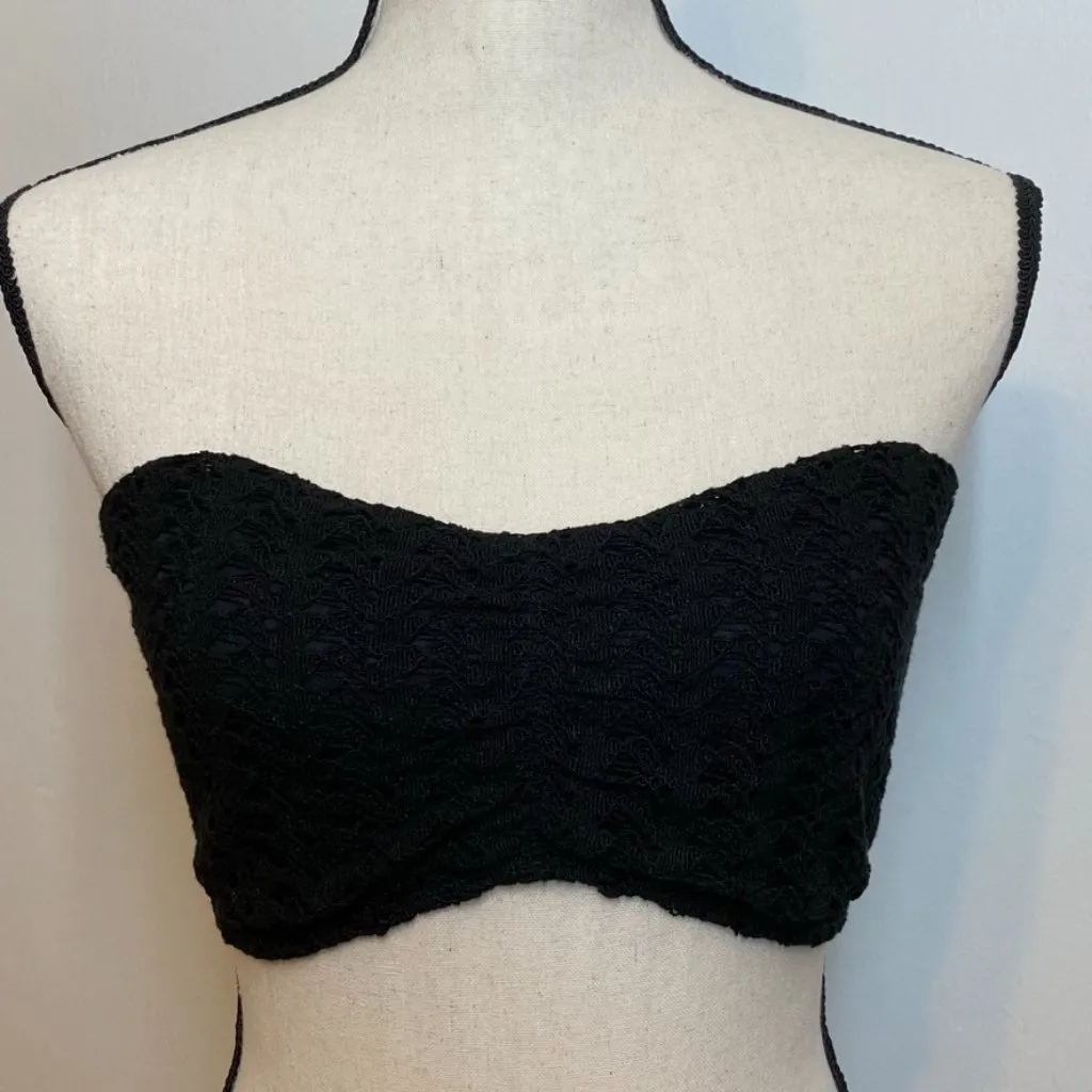 Full Tilt Black Crochet Bandeau Bralette Size Large NEW - Image 2