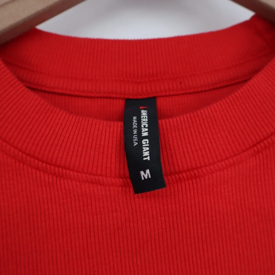 American Giant Women Red Luxe Ribbed Crew Neck Short Sleeve Tee Size M Size M - Image 3