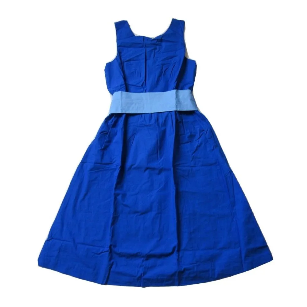 NWT J.Crew A-line Sash Tie Brilliant Sapphire Blue Belted Cotton Dress 2 $110 - Image 2
