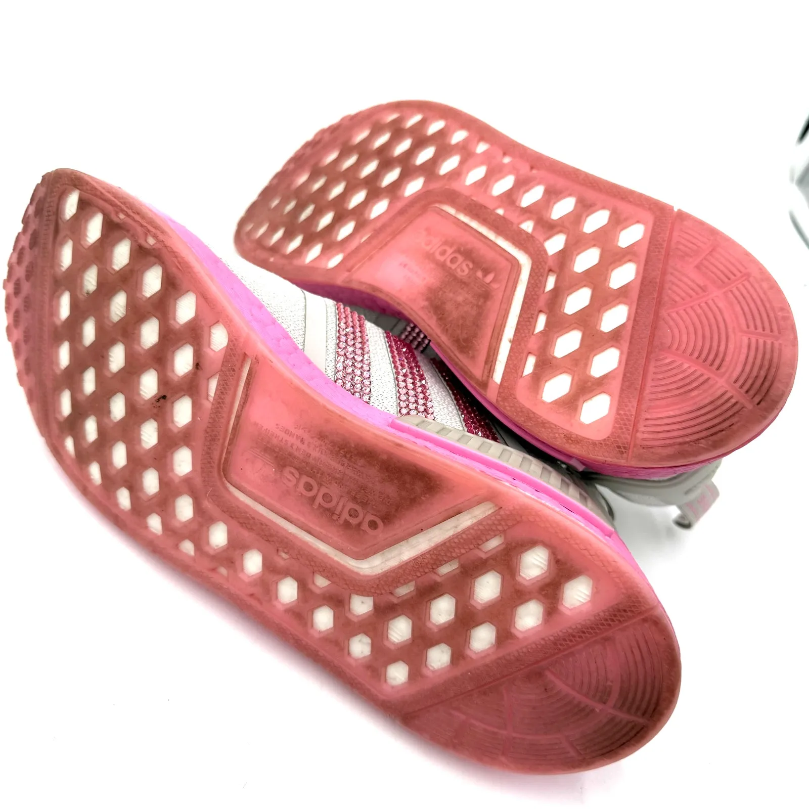 Adidas Grey & Pink NMD R1 Swarovski Crystals Bling Rhinestone Sneakers Size 7.5 - Image 7