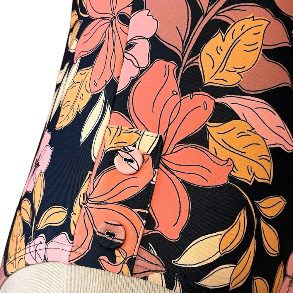 Aqua Couture Swimsuit Floral One Piece M Medium Black - Image 3