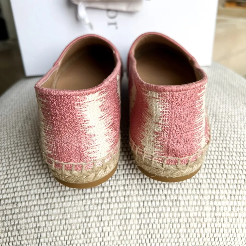 Dior Pink Granville Embroidered D Stripe Cotton Espadrille Flats - Image 5