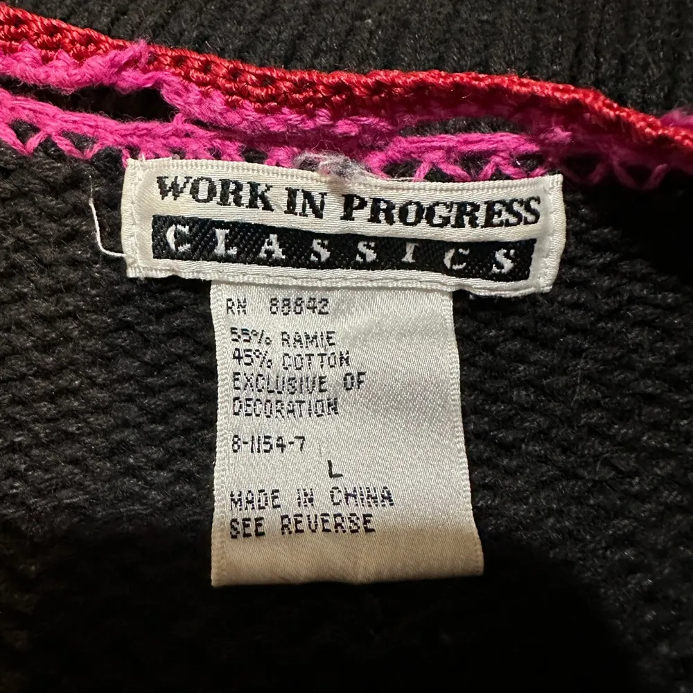 Work in Progress Classics Vintage 1990s Black Floral Knit Cardigan Sweater Large - Image 15