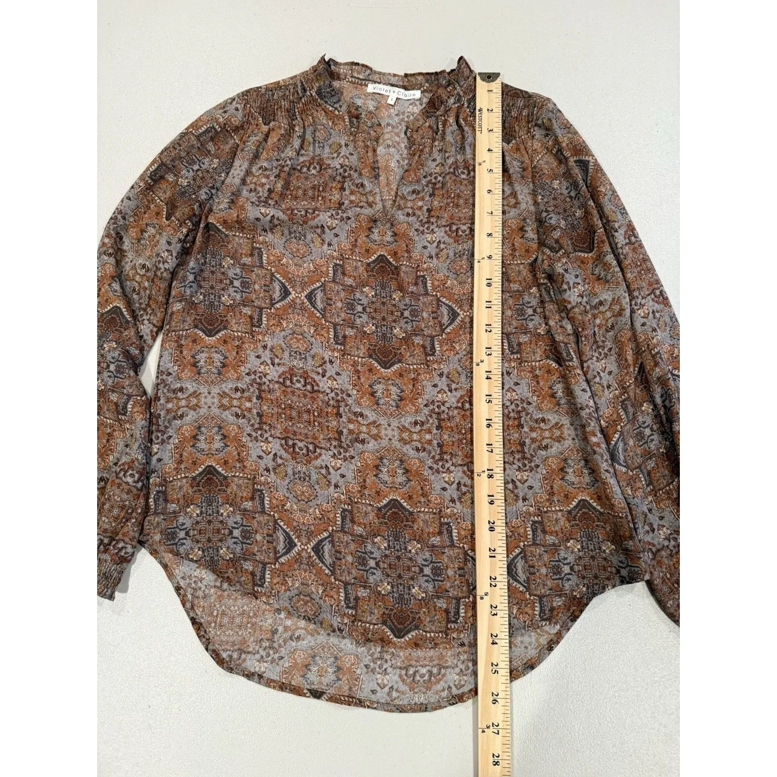 Violet + Claire Blouse Womens Small Boho Indie Workwear Travel Lightweight - Image 5