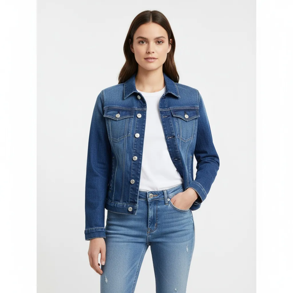 7 For All Mankind  Classic Jean Jacket Button Front Pockets Medium Blue Womens Si - Image 2