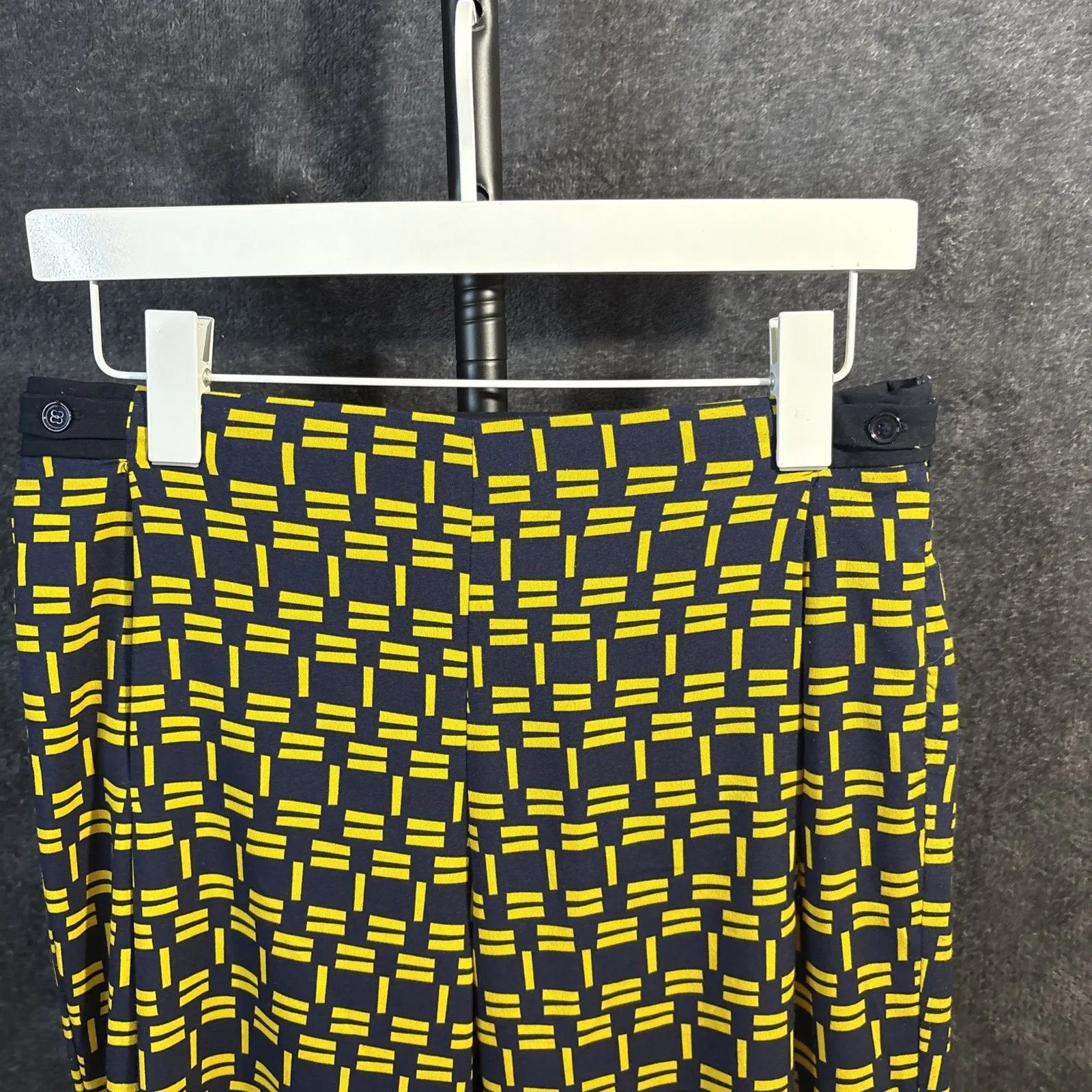 ZARA Navy Blue with Yellow contrasting print crop trousers pants  XS - Image 3