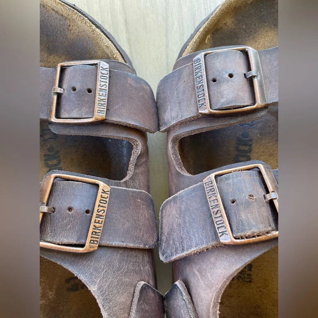 Birkenstock  Dark Brown Leather Sandals - Image 8