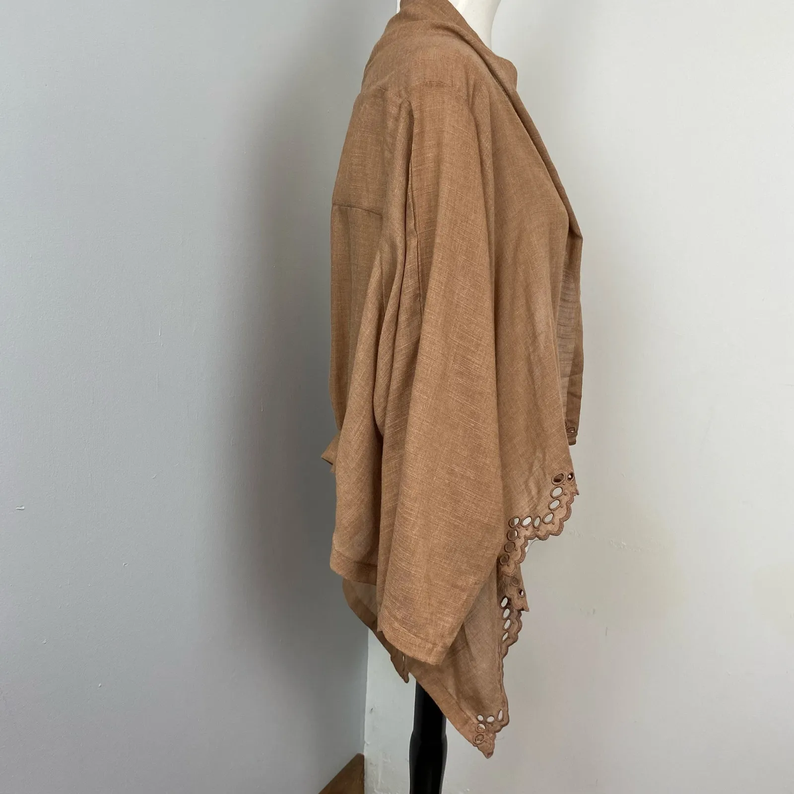 Mustard Seed Light Brown Sharkbite Lightweight Open Cardigan One Size Fall - Image 4