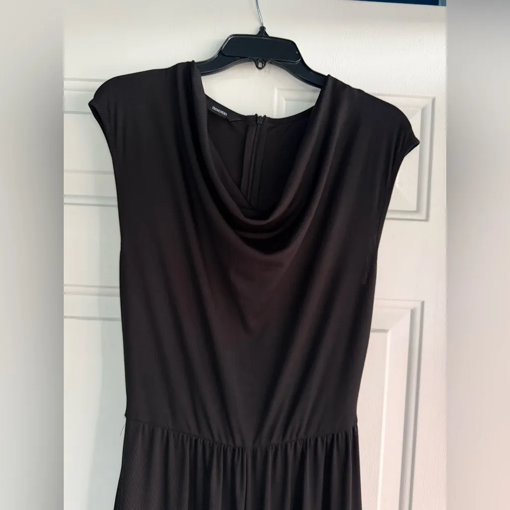 DOKOTOO Black Draped Cowl Neck Wide Leg Jumpsuit Women’s Size Medium, - Image 6