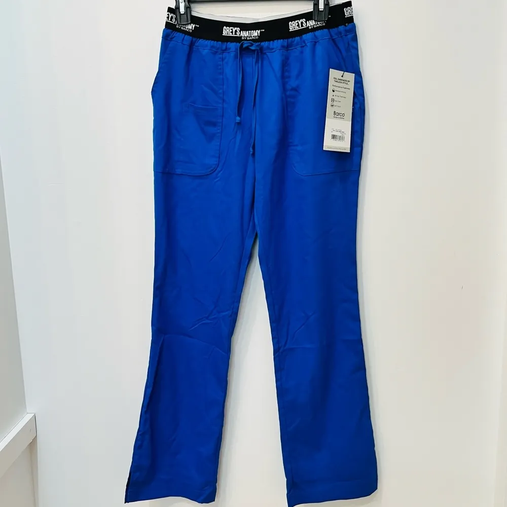 NWT Grey's Anatomy Collection blue Athletic 3 Pocket Logo Waist Pants sm… - Image 2