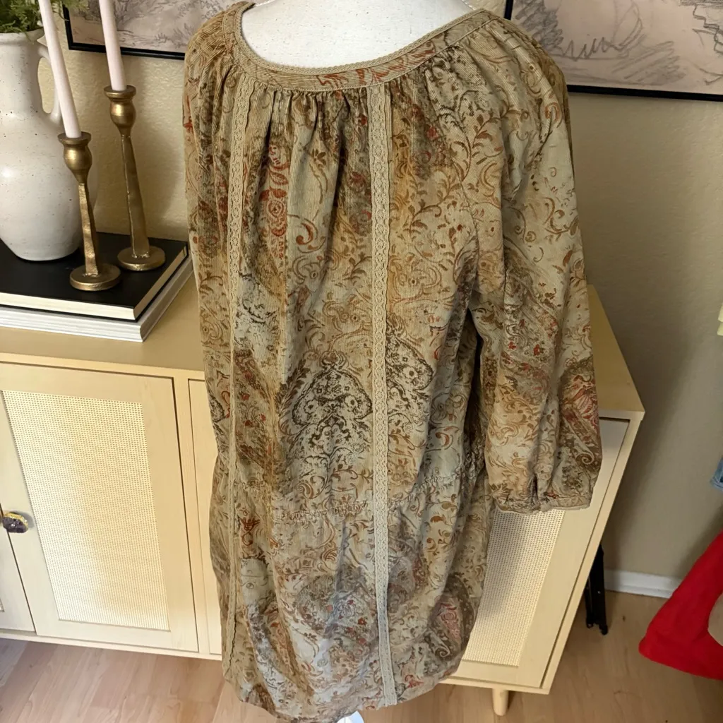 Ralph Lauren‎ Denim & Supply paisley peasant cottage boho corduroy dress Size XL - Image 3