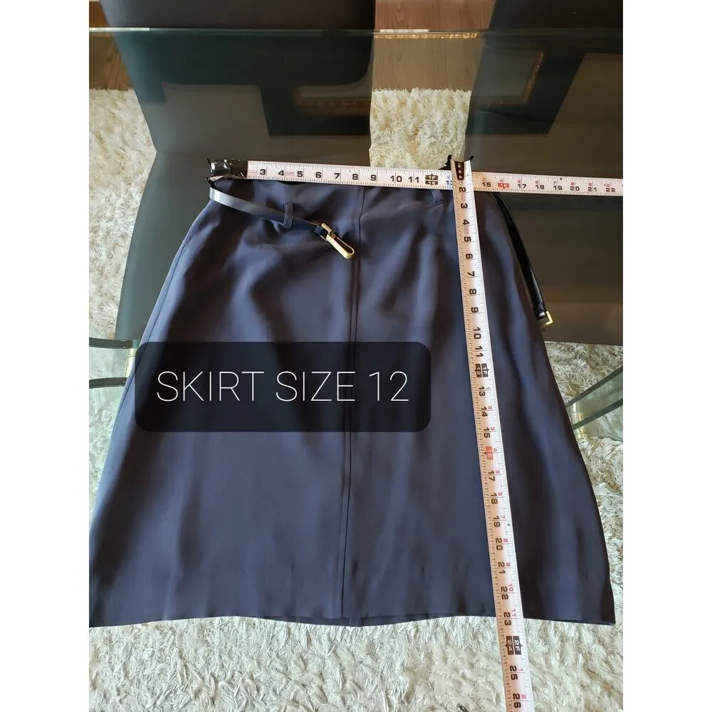 Jones New York 2 Piece Skirt Suit Womens 10/12 Blue Single Breasted 1 Button - Image 11