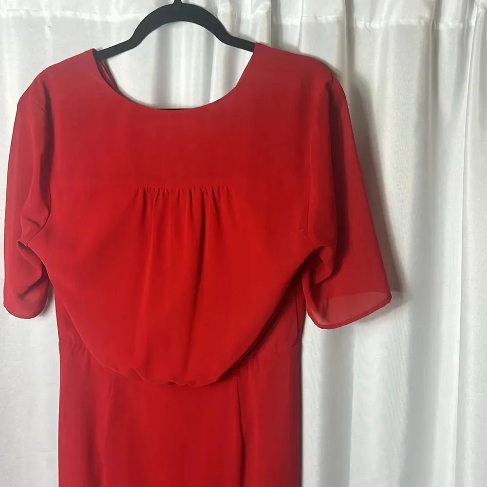 Leyden Bright Red Midi Sheer Bottom Size M Dress Size M - Image 12