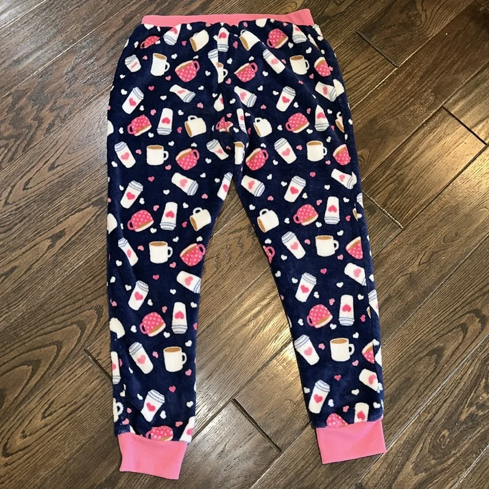 dELiA*s Navy and pink fleece Pajama Pants with Coffee Mug Print size 1X Blue - Image 4