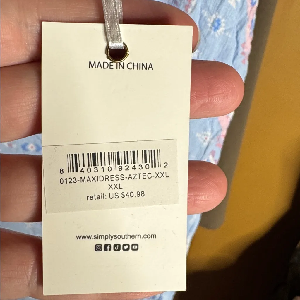 NWT Simply Southern Aztec Print Maxi Dress Blue Pink Size XXL - Image 8