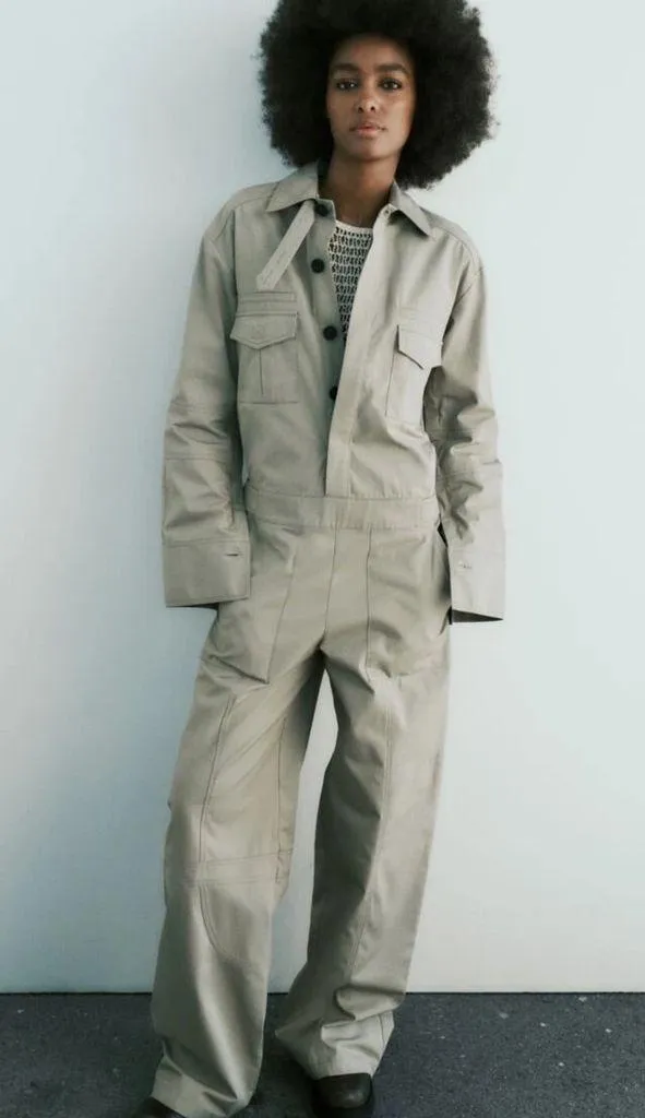 Zara Full Length Gabardine Jumpsuit - Image 2