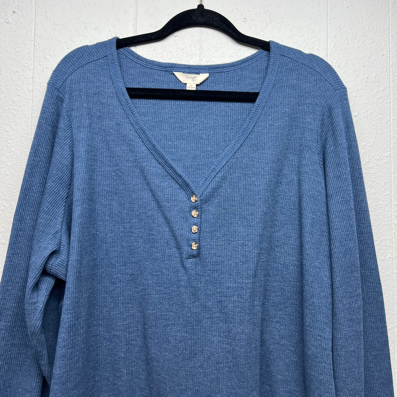 Terra & Sky Thermal Henley Pullover Womens 3X Cotton Stretch Baselayer Capsule - Image 3