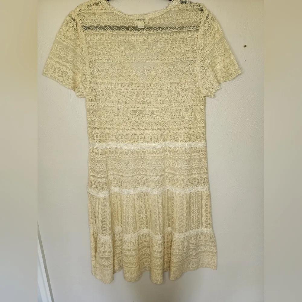 SUNDANCE CATALOG Walk In The Meadows Ivory Lace Dress Tan Size M - Image 5