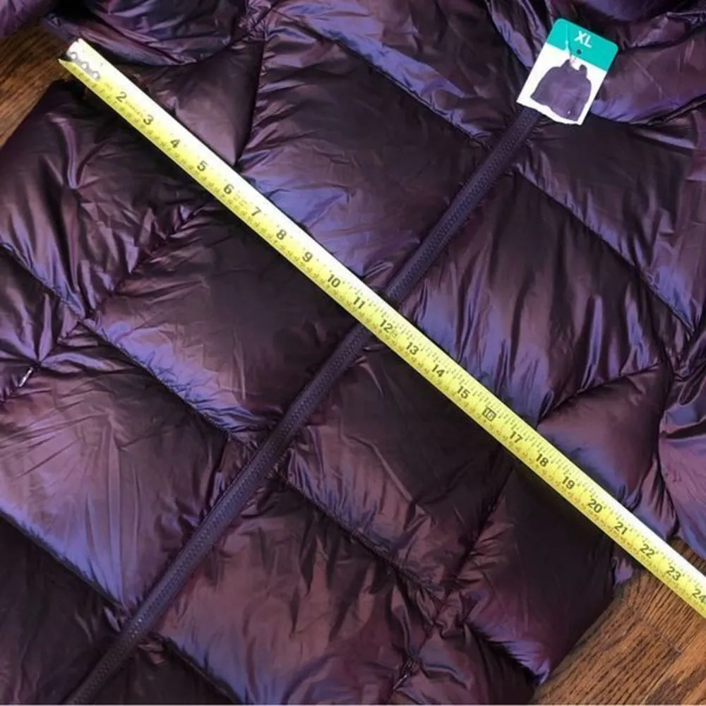 EDDIE BAUER LUNA PEAK Burgundy Quilted Down Hooded Parka Size XL NWT LAST ONE!! - Image 6