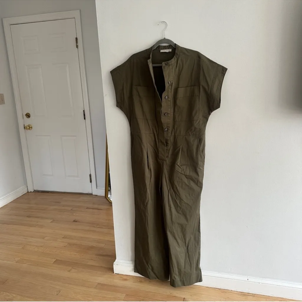 Everlane The Easy Workwear Jumpsuit in Olive Green‎ Kalamata Utility Size M - Image 3