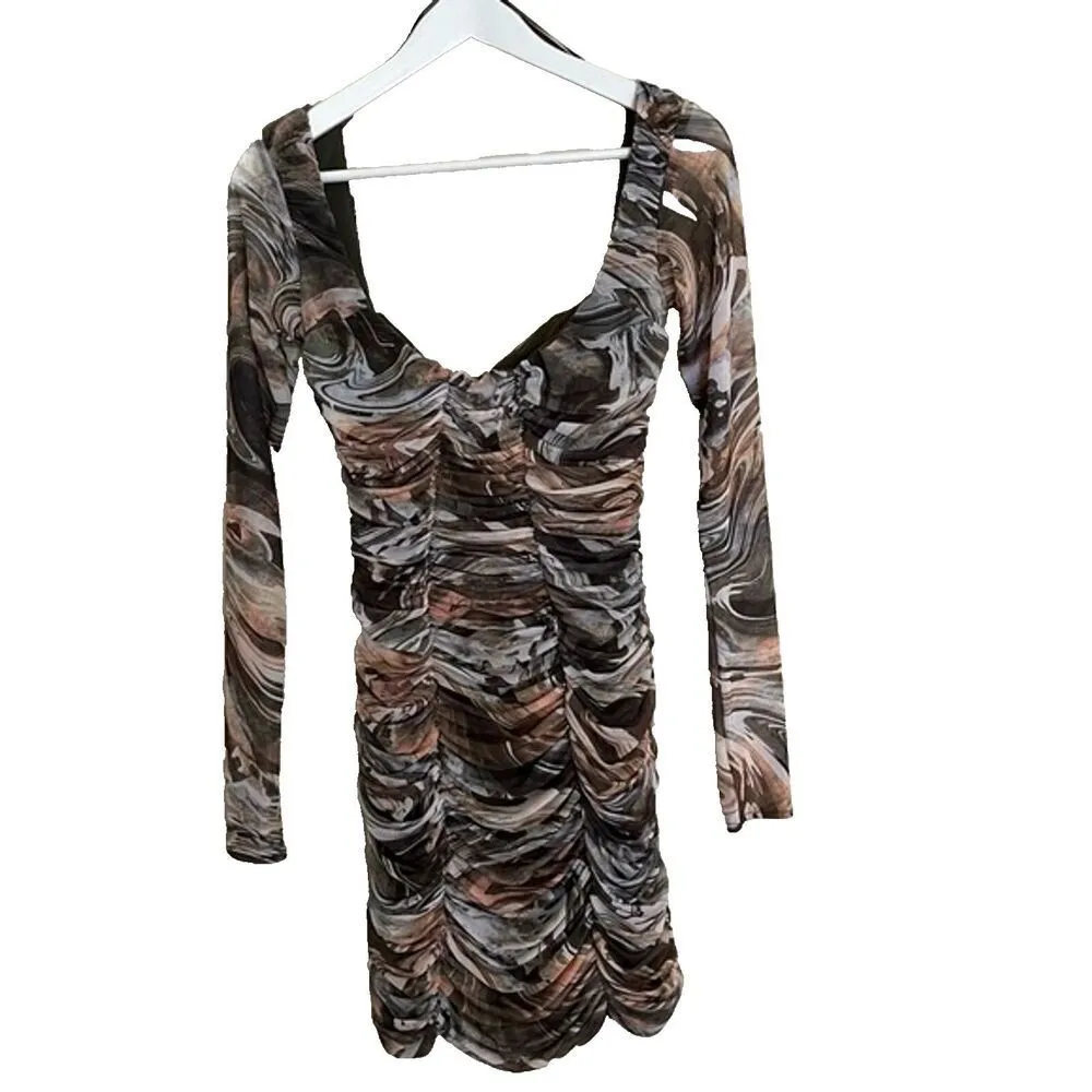 ZARA Ruched Tulle Bodycon Dress Sweetheart Neck Blogger Fave Size XS - Image 2