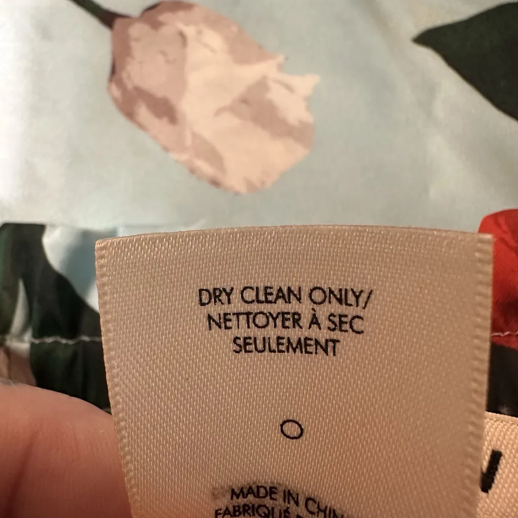 Alice + Olivia Blue Floral Satin Wide Leg Crop Pull On Pants XS 26” Inseam - Image 7