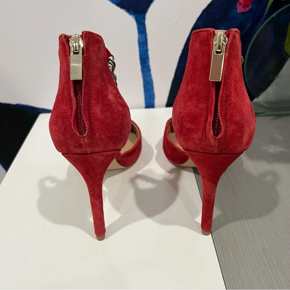 BCBGeneration Lipstick Red Suede Haindi Heels - Image 3