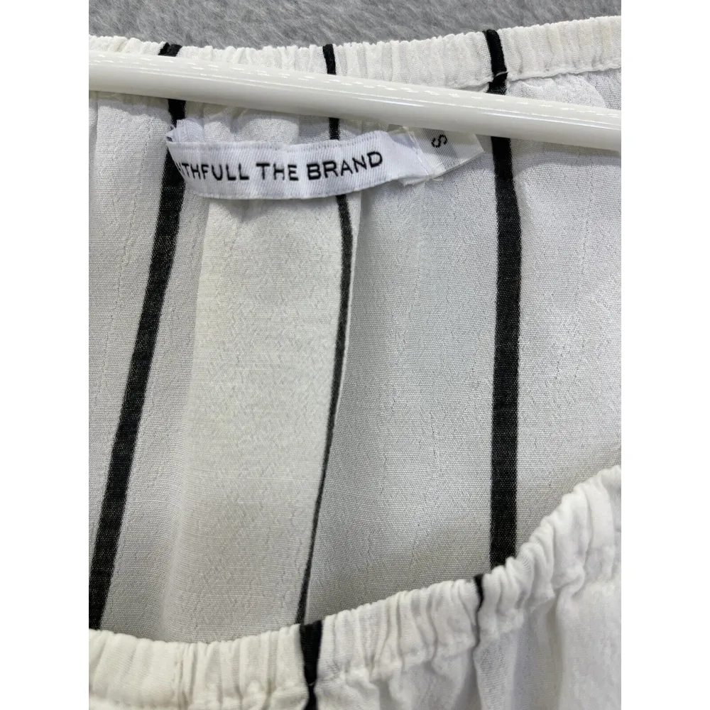 Faithfull The Brand Blouse Striped Off the Shoulder Relaxed Size Small White - Image 10