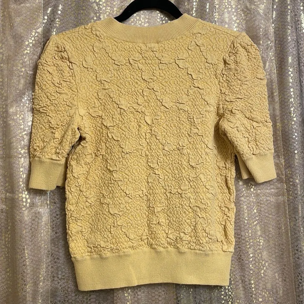 Free People Eden golden yellow textured sweater blouse, size XS - Image 4