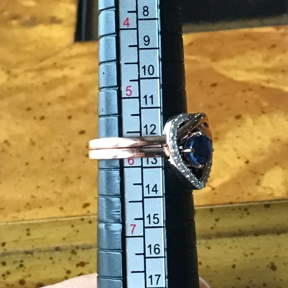 Natural Kyanite Moissanite Sterling Silver Ring Size 5.75 Blue - Image 5