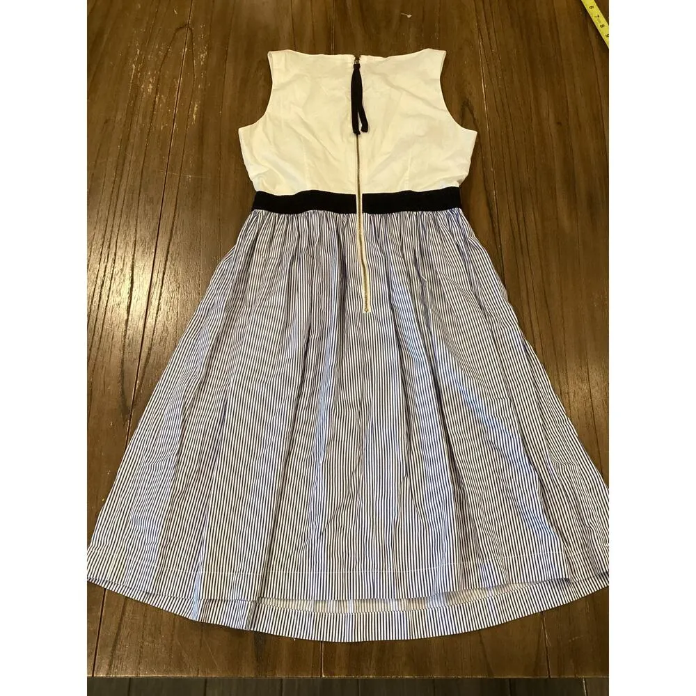 Broome Street Sleeveless Pinstripe Blue White Mini Dress Size 0 - Image 3