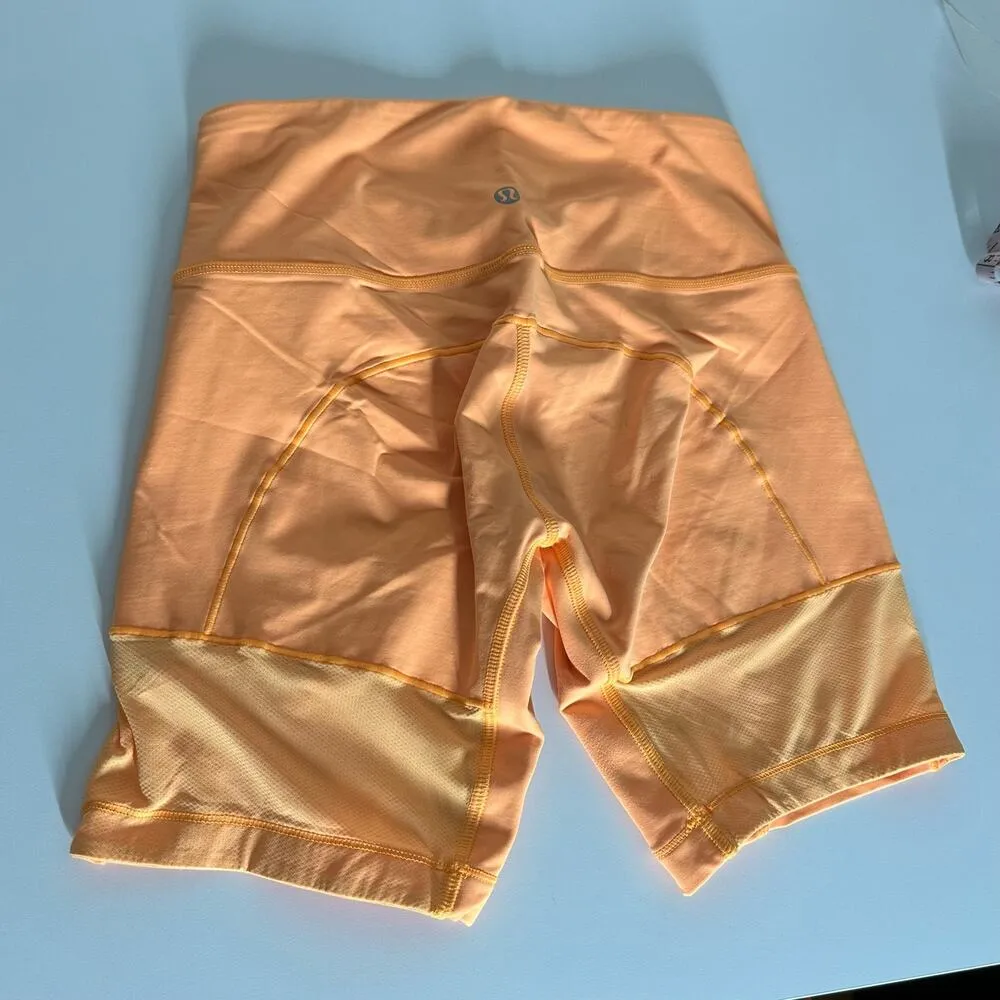 Lululemon Spinerette Orange Creamsicle Pop Biker Shorts Size 4 Athletic Gym Yoga - Image 6