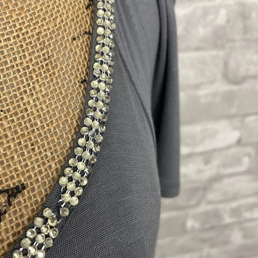 Juicy Couture Grey High Low Jeweled Neck Cold Shoulder Maxi Dress - Image 8