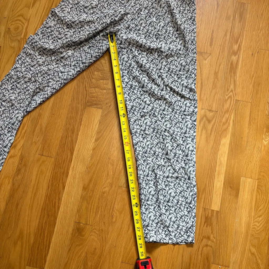 Joie 100% Silk Sz M Tapered Leg Pull On Flowy Geo Print Pants Academia Chic Blue - Image 2