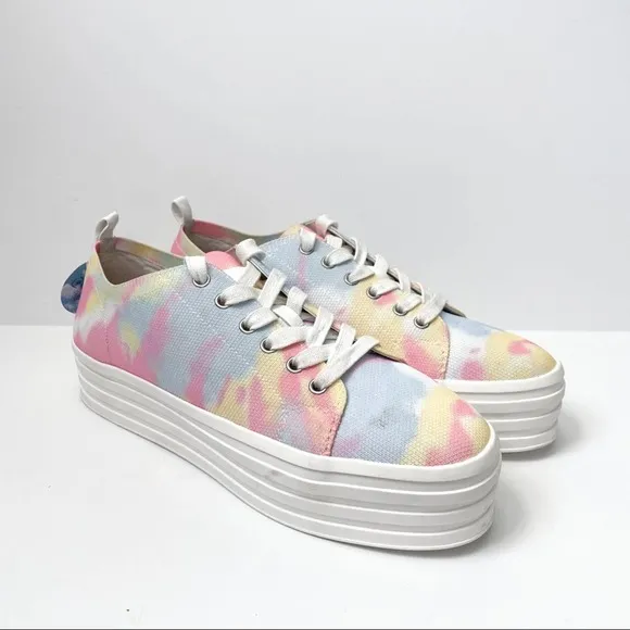 Gianni Binni Platform Lace Up Sneakers Tie Dye Multi Color 8M - Image 23