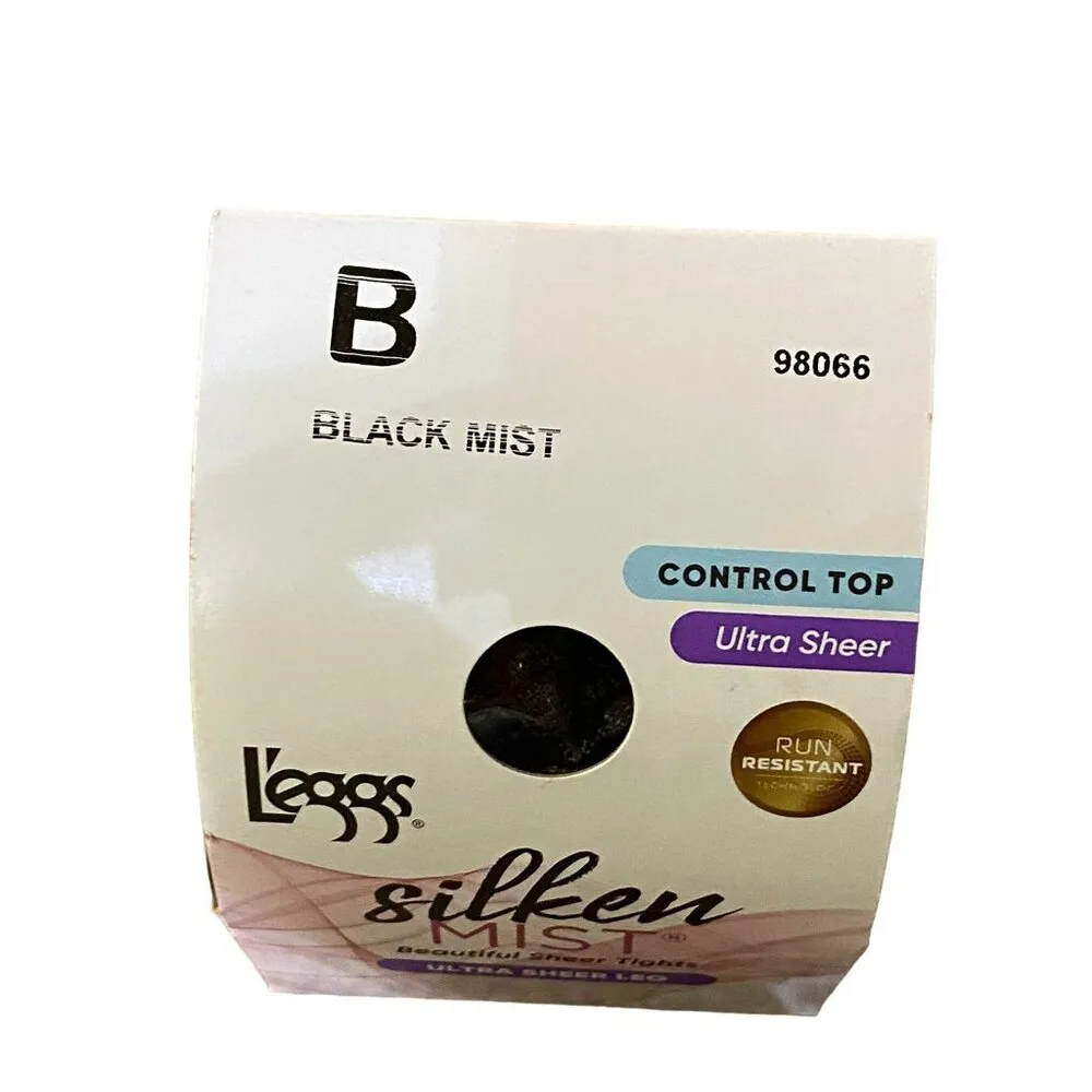 Leggs Pantyhose NEW 98066 Black Mist Womens B Control Top Sheer Toe - Image 2
