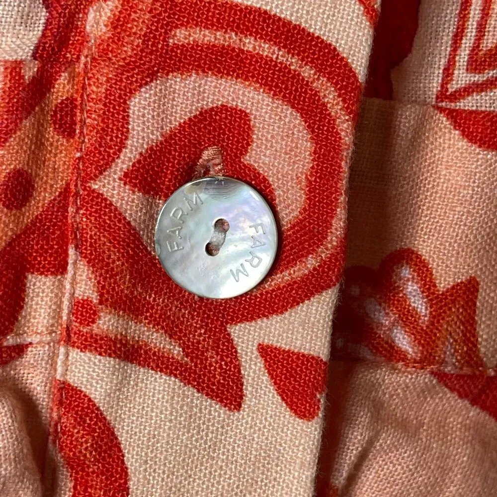 Farm Rio Jaipur Red Mini Linen Romper sz XS - Image 3