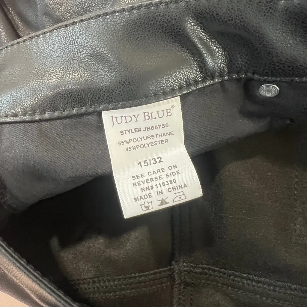 Judy Blue Faux Leather Black Tummy Control High Rise Straight Leg Pants Size 32 - Image 10
