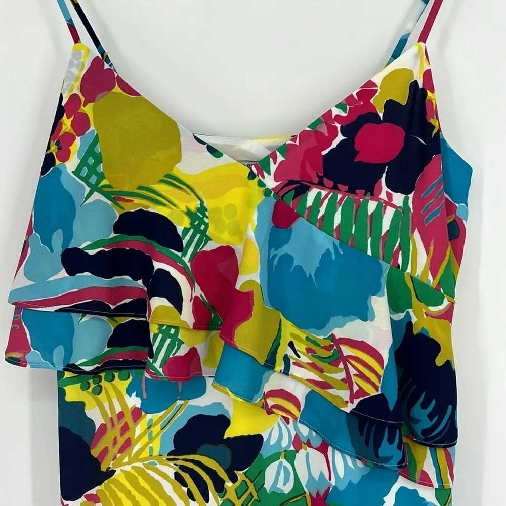 J. Crew Factory Tropical Printed Ruffle Cami Slip Dress Women’s Size 0 - Image 3
