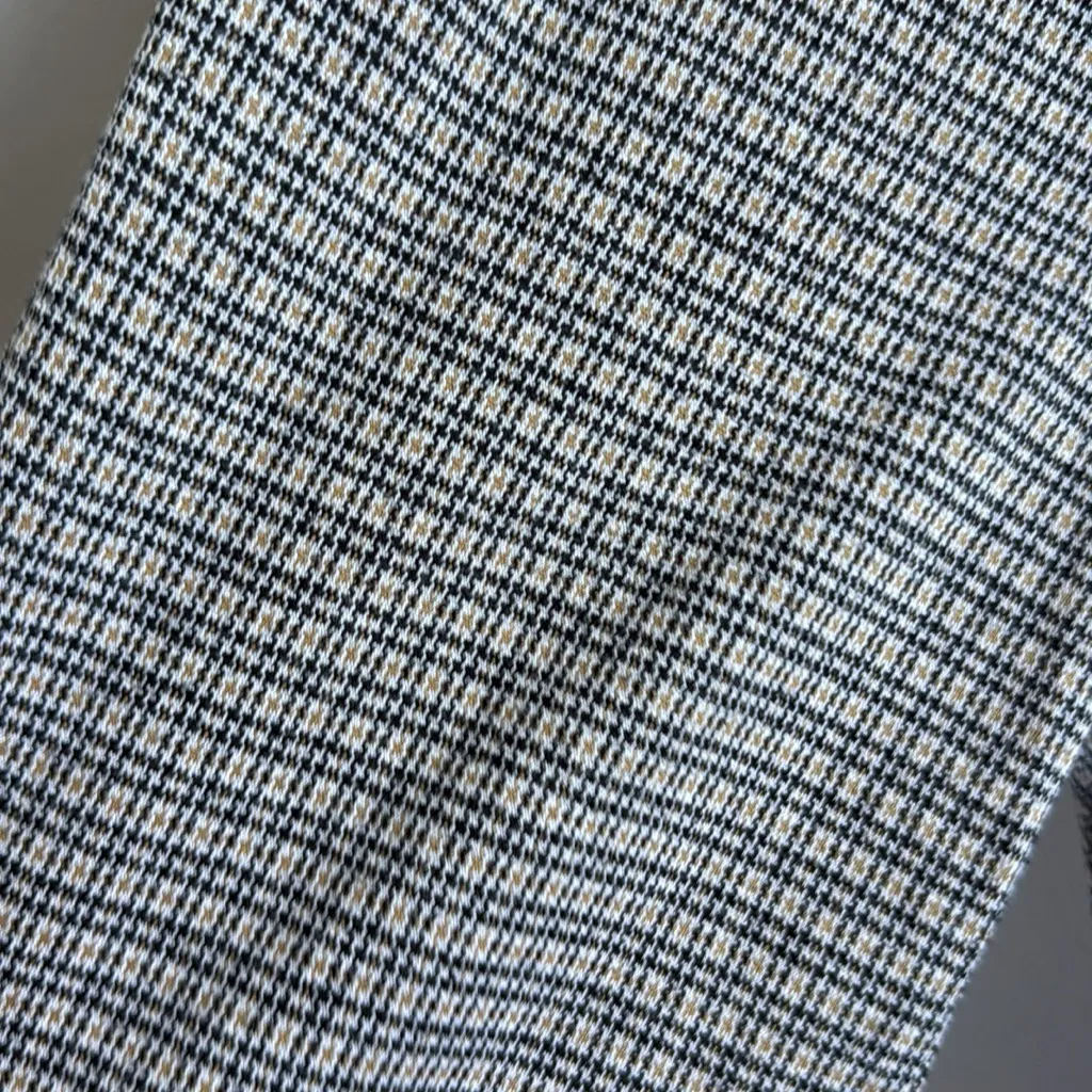 Max Studio Houndstooth Plaid Pants Textured Neutral Straight Leg Small - Image 5