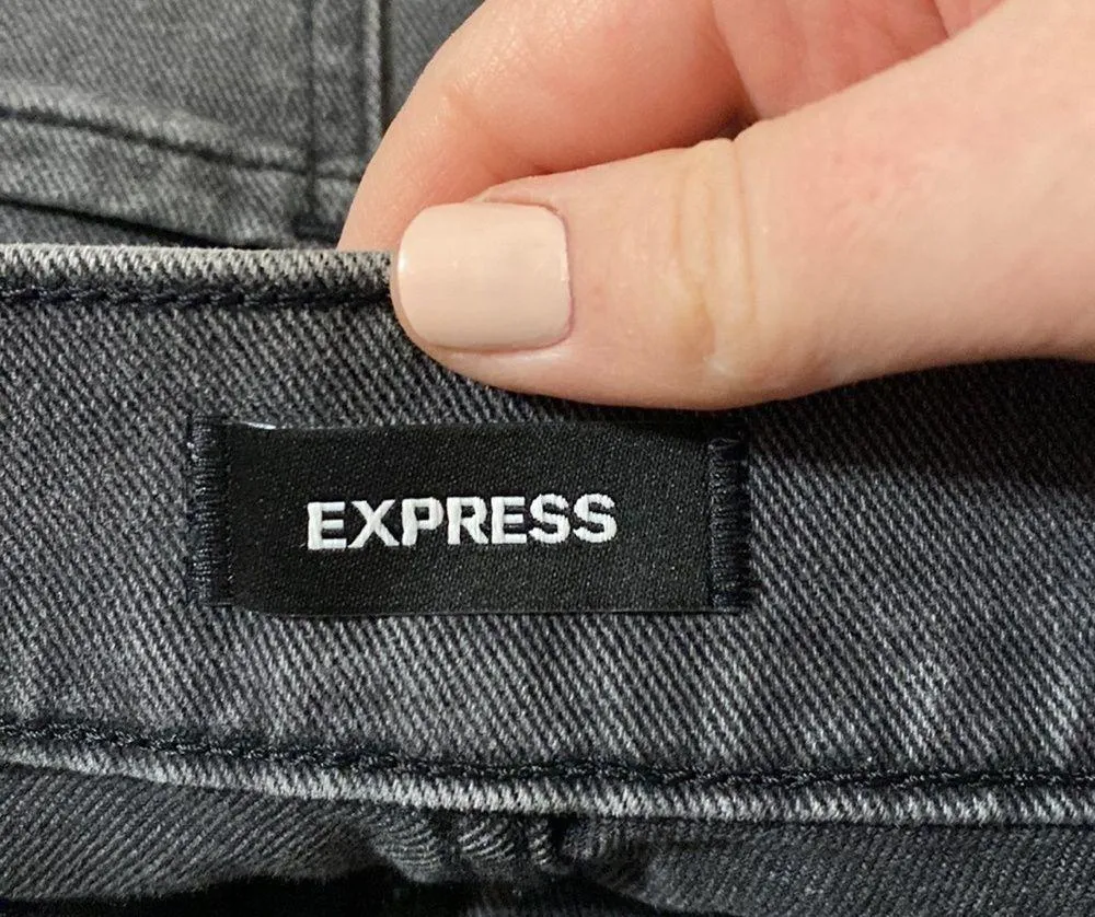 Express Slim super high rise embellished washed black jeans size 2 - Image 10