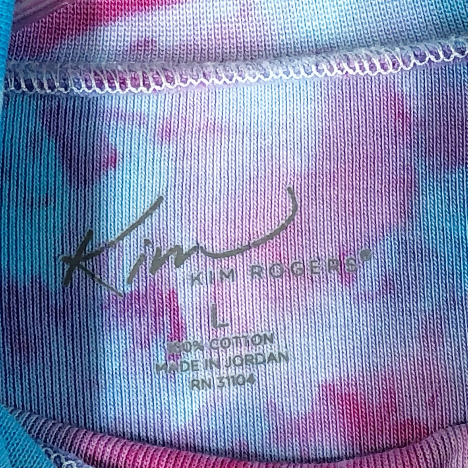 Falling in Love Kim Rogers Large Top Handmade Tie Dye Blue Purple Yellow 550 - Image 11