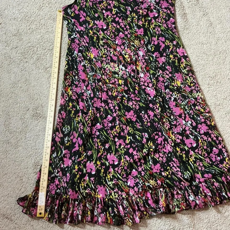 Studio I Black Floral Print Sleeveless Maxi Dress Ruffle Hem Women 16W - Image 5