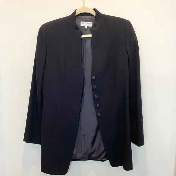 Giorgio Armani Navy Women's Button Blazer - Image 41