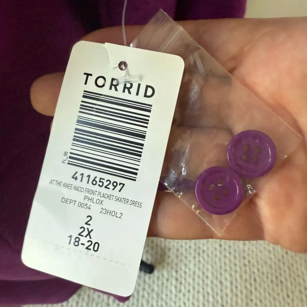 NWT Torrid At The Knee Hacci Front Placket Skater Dress Phlox 2 2X - Image 6