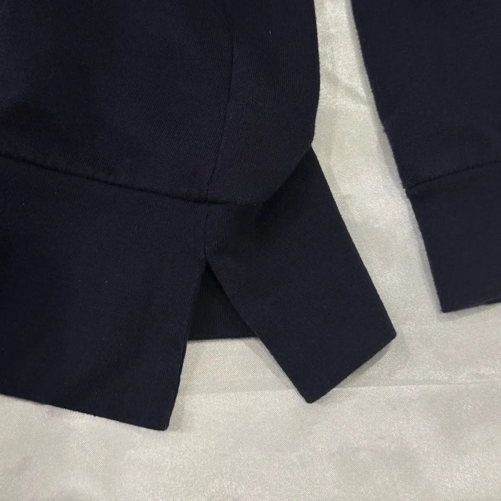 Vince Tunic Hoodie Sweatshirt Deep V Navy Cotton Medium Coastal Chic Beachy - Image 9