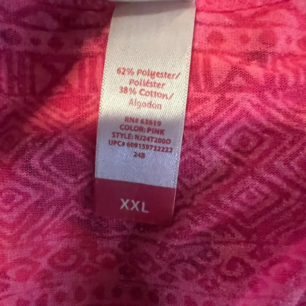 Women’s Pink Aztec Sheer Racerback Tank Top Rhinestone Heart No Boundaries XXL - Image 5