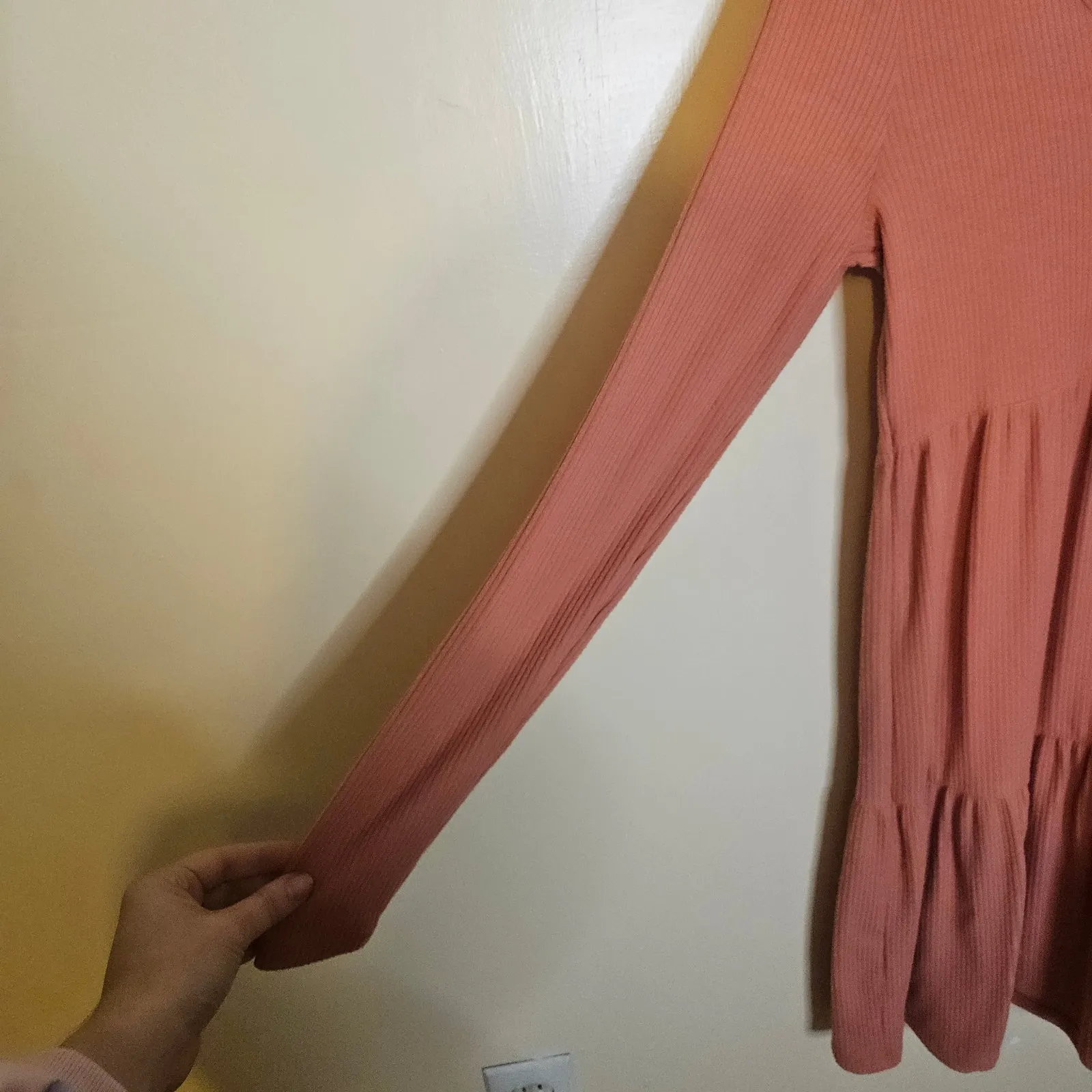 Wild Fable Extra Small XS Ribbed Clay Color Stretchy Boho Long Sleeve  Dress - Image 5