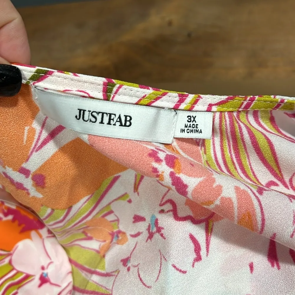 JUSTFAB size 3X retro cutout dress palm beach floral print kimono sleeves lined - Image 4